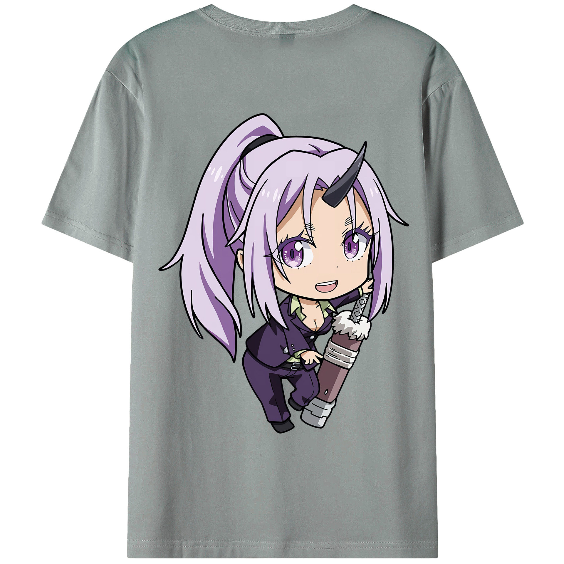 （画像用） 転スラ Regarding Reincarnated to Slime 綿100％ メンズ半袖Tシャツ（バックプリント） 通気性